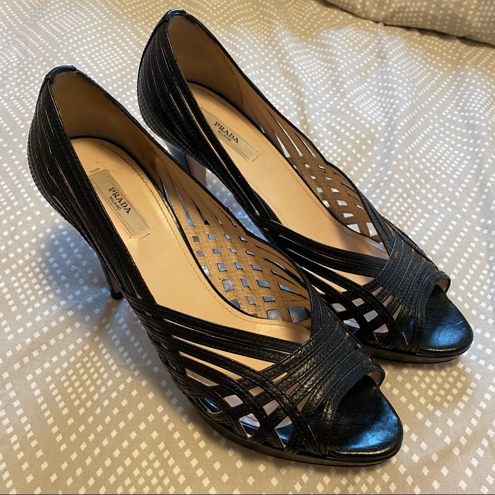 Black PRADA Strap Heels